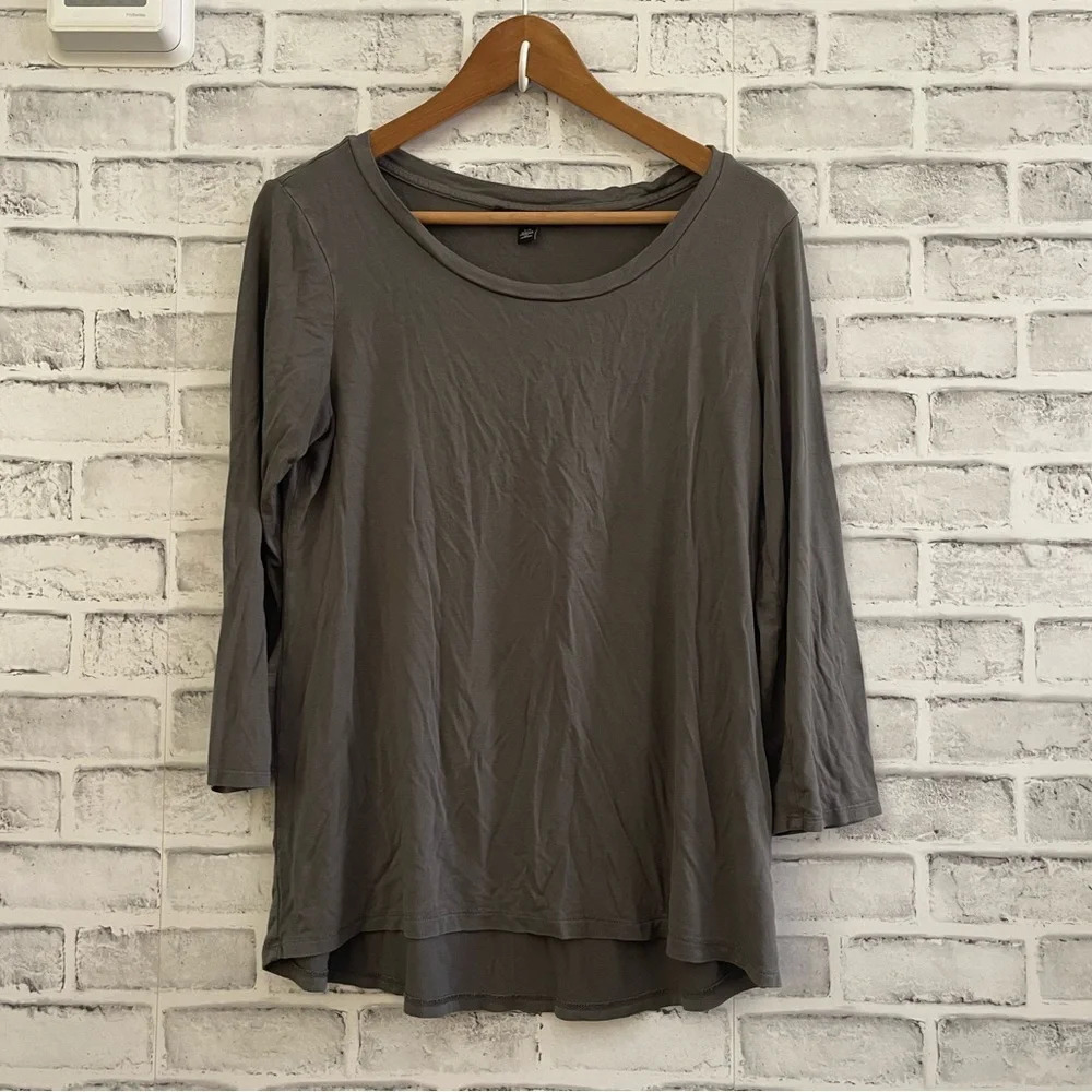 Women’s Cable & Gauge scoop neck green cropped sleeve shirt Large